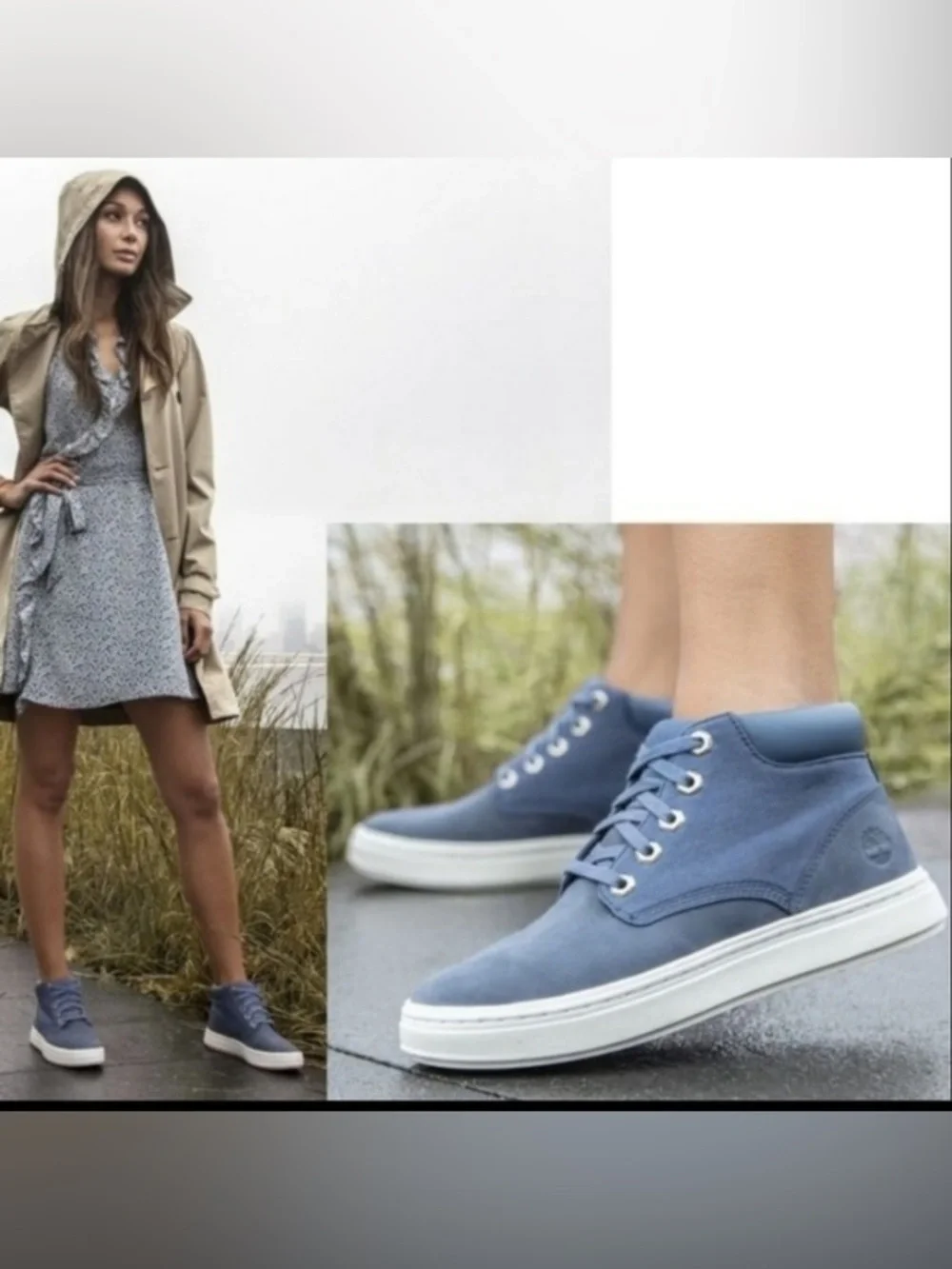 Timberland Bria Platform Sneakers Womens 6.5 Blue Leather Lace Up Casual Shoes
